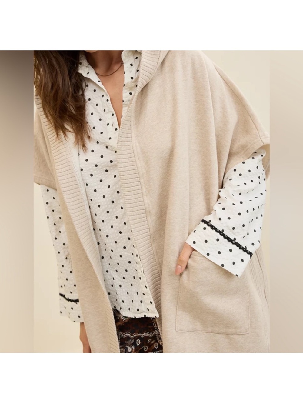 Aerie Hooded Fleece Cap Cardigan - Picture 3 of 5
